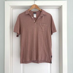 PATAGONIA Polo Shirt Men Large Orange Gray Stripe Organic Cotton XL